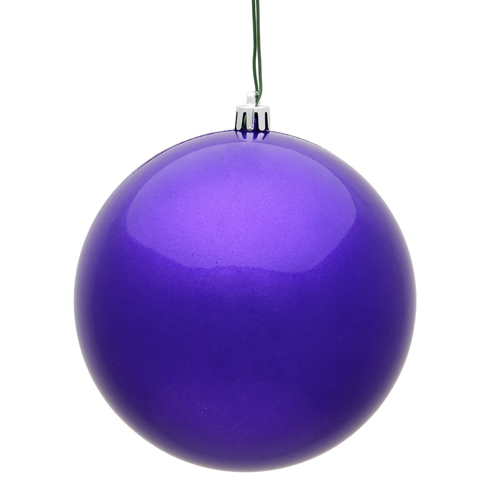 Vickerman 8 in. Purple Candy Ball Christmas Ornament