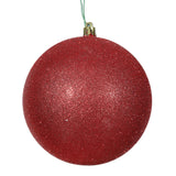 4PK - Vickerman 6 in. Red Glitter Ball Christmas Ornament - BulbAmerica