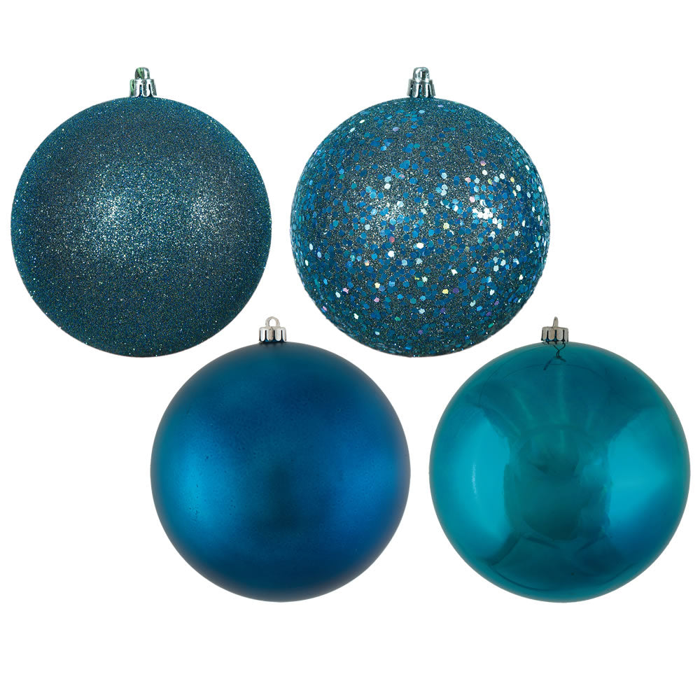 Vickerman 6 in. Sea Blue Ball 4-Finish Asst Christmas Ornament