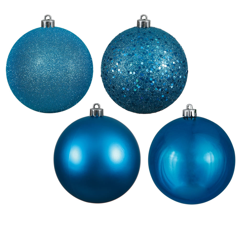 Vickerman 2.4 in. Turquoise Ball 4-Finish Asst Christmas Ornament