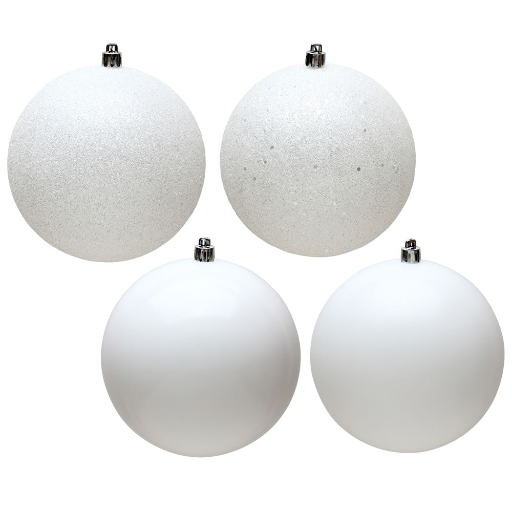 Vickerman 1.6 in. White Ball 4-Finish Asst Christmas Ornament