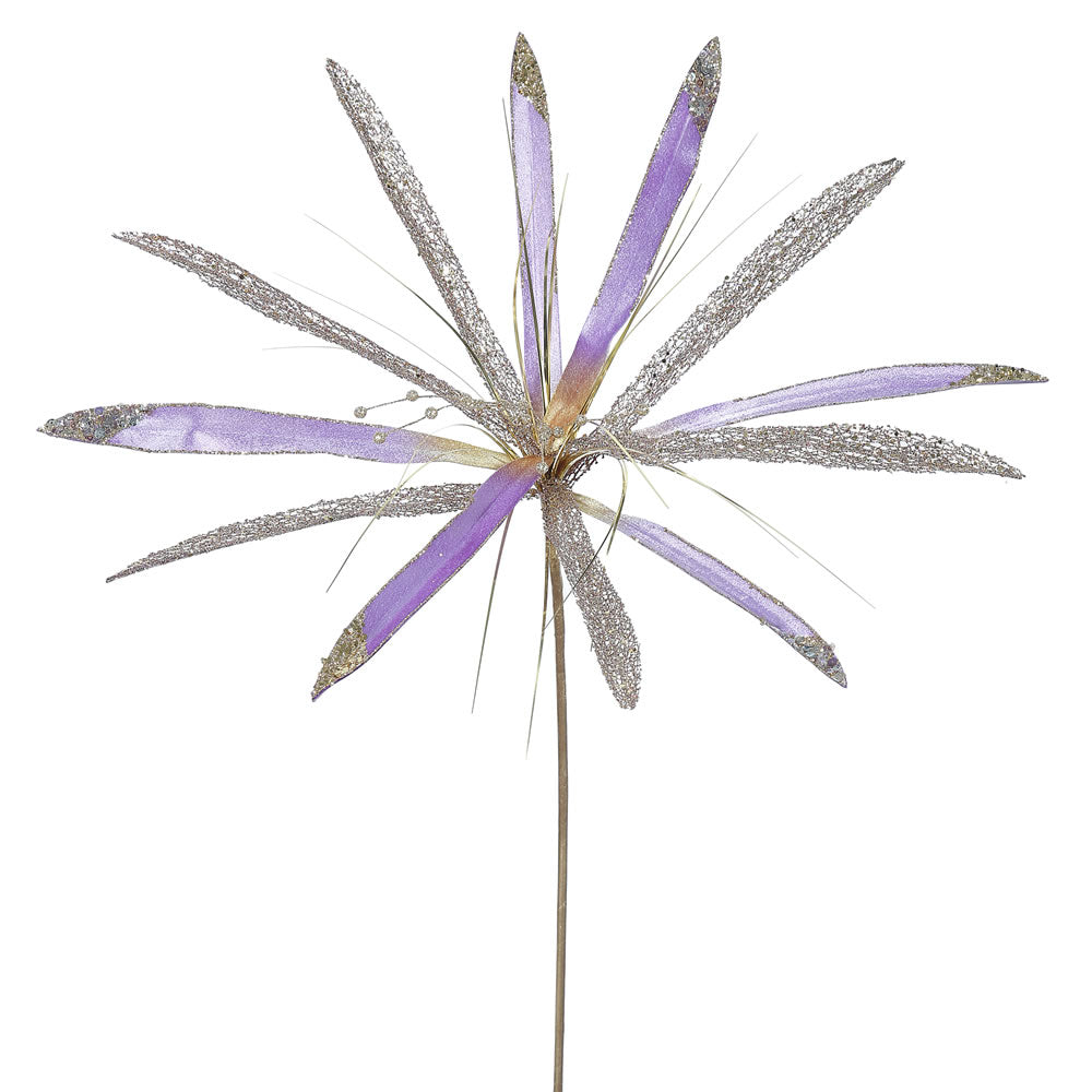 3PK - 24" Violet Velvet Papyrus 20" Glitter Flower Decorative Christmas Pick