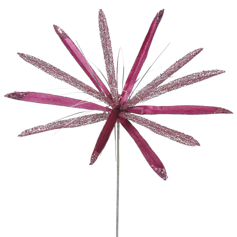 3PK - 24" Mauve Velvet Papyrus 20" Glitter Flower Decorative Christmas Pick