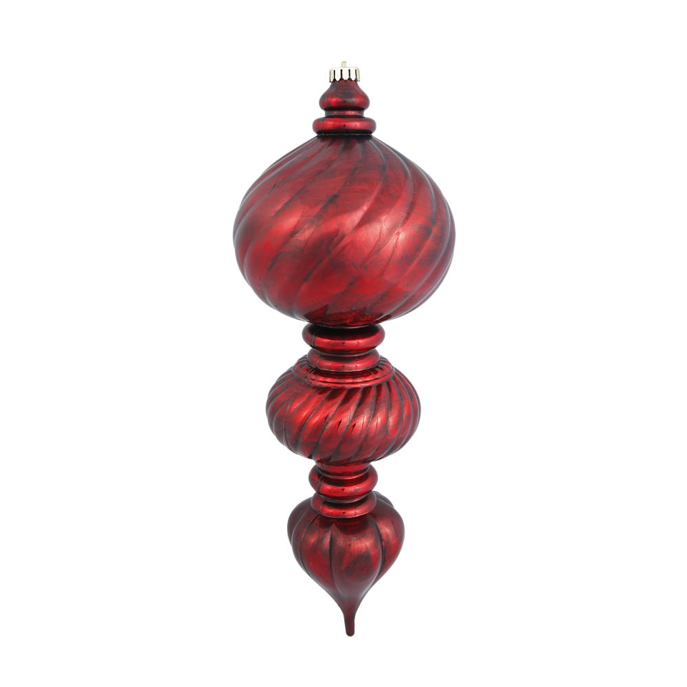 22" Antique Red Sculpted Finial Christmas Ornament