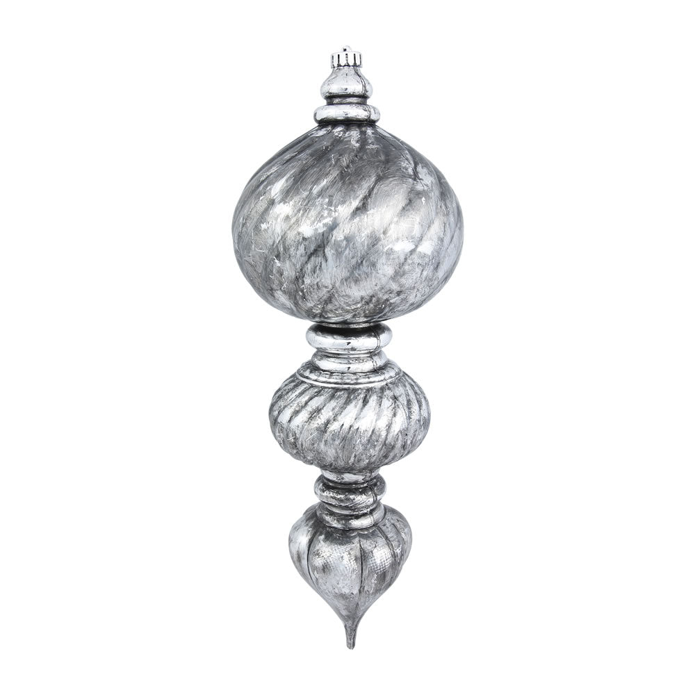 22" Antique Silver Sculpted Finial Christmas Ornament