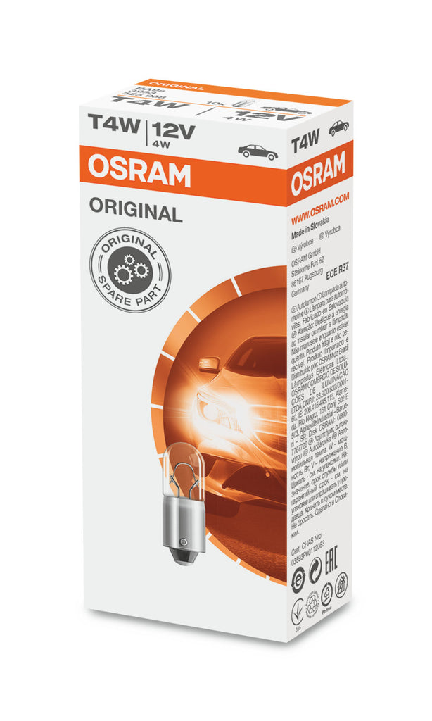 10-PK Osram 3893 - T4W 12V High-Performance Automotive Bulb
