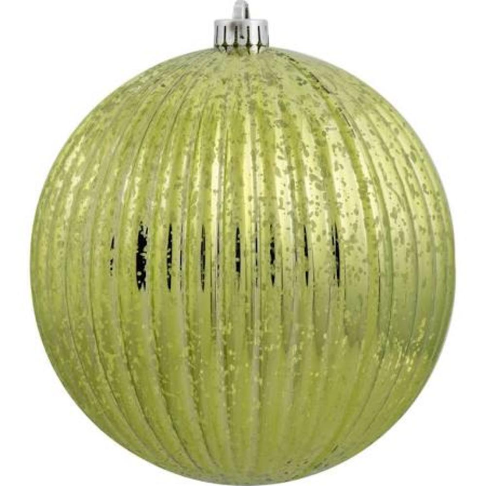 4PK - 6" Green Mercury Pumpkin Ball Shatterproof Christmas Ornaments