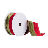 2.5" x 10 yd - Red and Green Velvet Christmas Ribbon