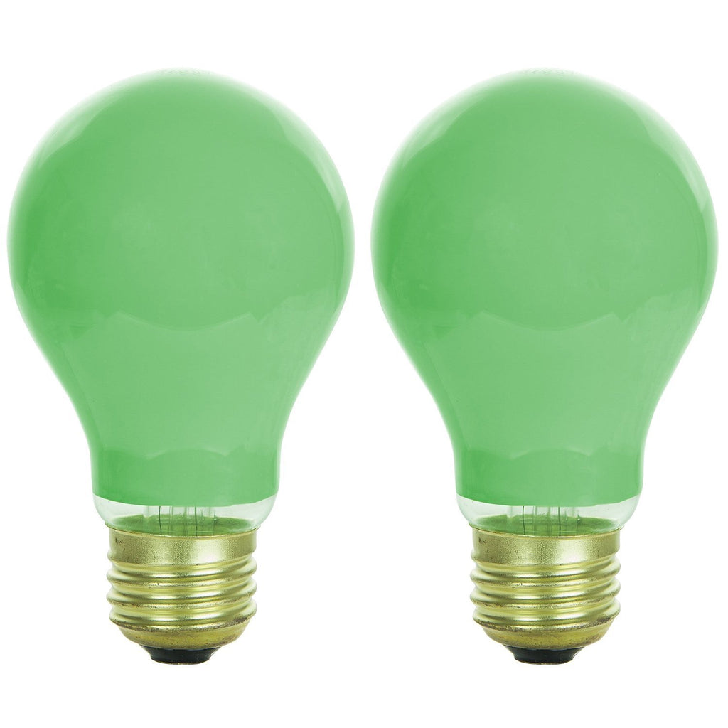 2Pk - SUNLITE 40w A19 120v Dimmable Green E26 Medium Base Incandescent Bulb