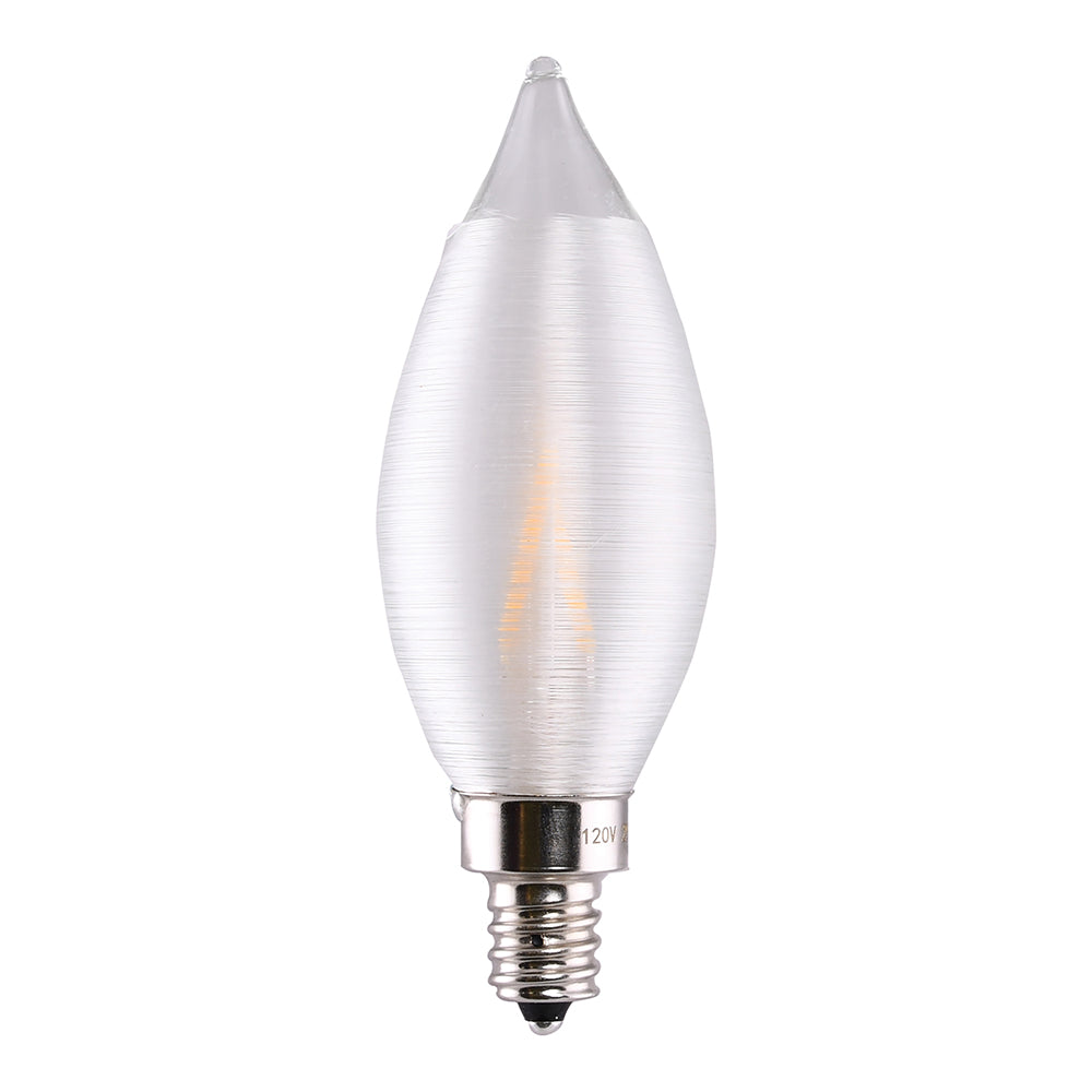Satco S11300 2w CA11 LED Satin Spun Clear 2700k Candelabra Base 120V bulb