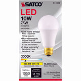 Satco 10w 120v A19 LED Frosted E26 Medium Base 1050 Lumens 3000k_1
