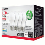 4Pk - Satco 9.5w 120v A19 LED Bulb E26 Medium Base 4000k Cool White - 60w-equiv - BulbAmerica