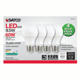 4Pk - Satco 9.5w 120v A19 LED Bulb E26 Medium Base 4000k Cool White - 60w-equiv