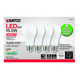 4Pk - Satco 15.5w 120v A19 LED E26 Medium Base 1600 Lumens 4000k Cool White
