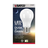 Satco 8w A19 LED Dusk to Dawn With PhotoCell 5000K Medium base 120v - 60w-equiv - BulbAmerica
