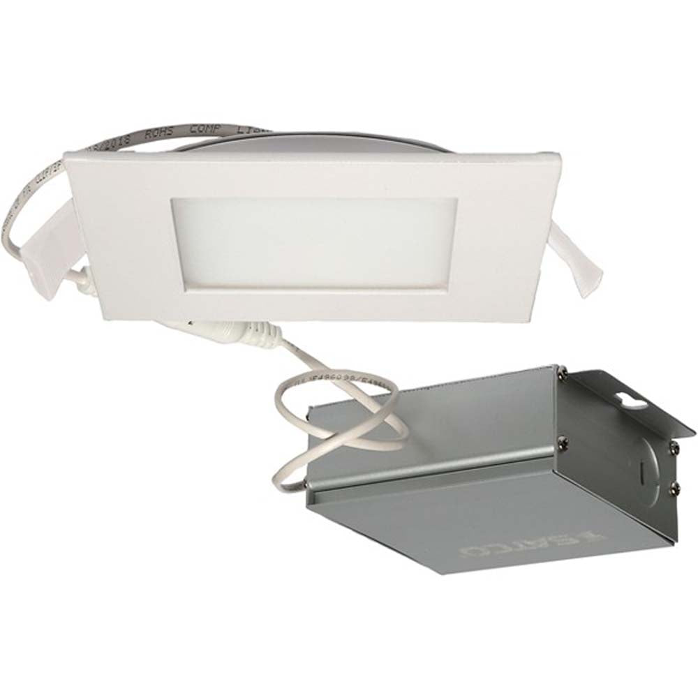 10 watt LED Direct Wire Downlight Edge-lit 4 inch 3000K 120 volt Dimmable Square Remote Driver