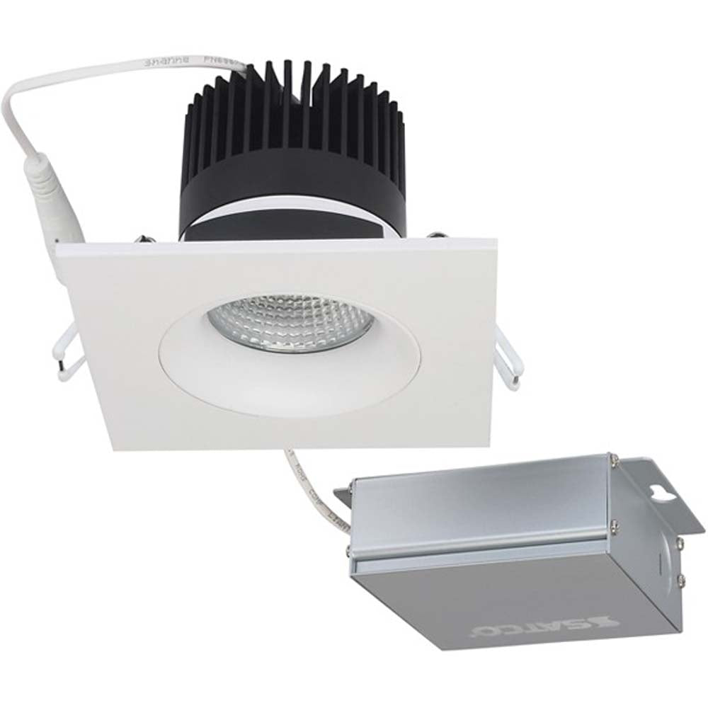 12 watt LED Direct Wire Downlight Gimbaled 3.5 inch 3000K 120 volt Dimmable Square Remote Driver White