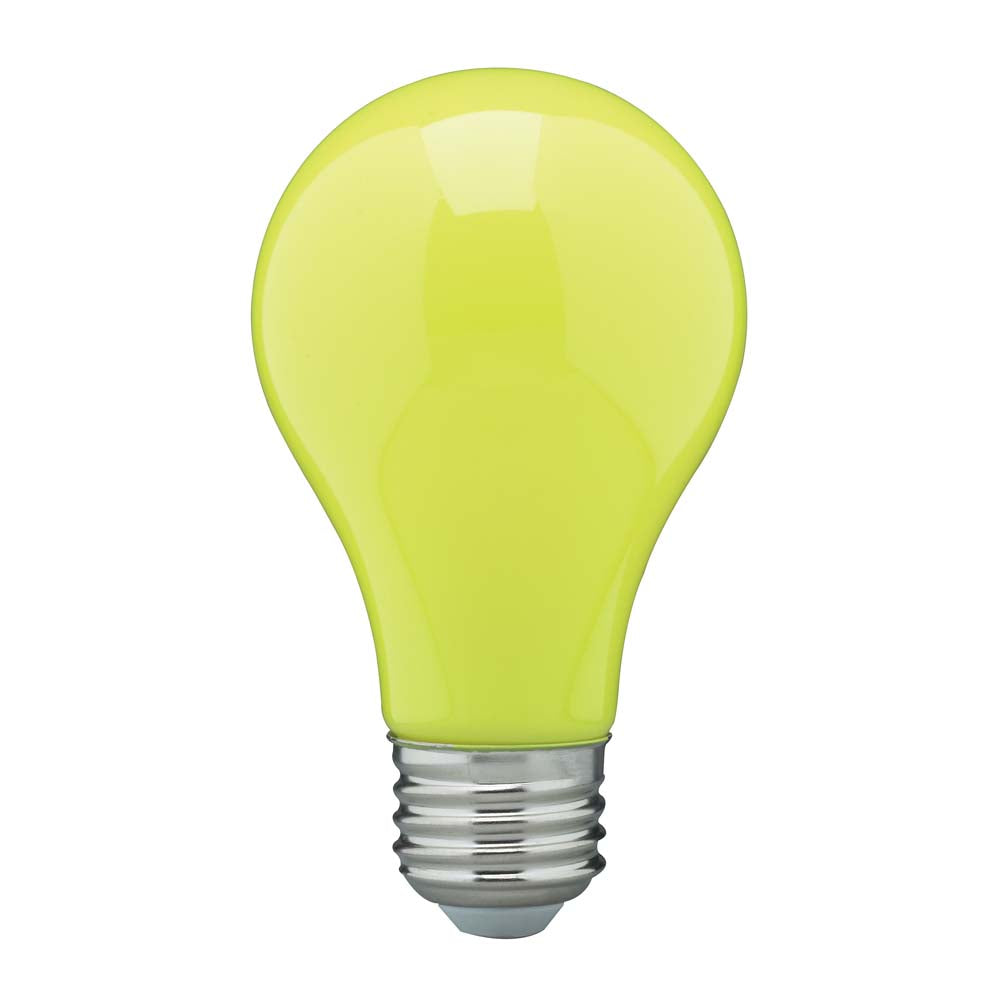 Satco LED Bug Light 8W A19 Ceramic Yellow Dimmable Light Bulb