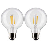2Pk - Satco 6w G25 Globe Filament LED 3000K Medium Base Dimmable - 60w equiv