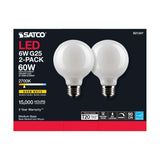 2Pk - Satco 6w G25 Globe Filament LED 2700K Medium Base Dimmable - 60w equiv_2