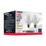 2Pk - Satco 6w G25 Globe Filament LED 2700K Medium Base Dimmable - 60w equiv_6