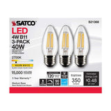 3Pk - Satco 4w B11 LED 2700K Medium Base Dimmable - 40w equiv_2