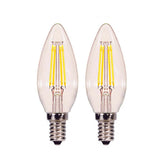 2Pk - Satco 4.5w B11 Candle LED Filament Clear E12 Base 2700k bulb - 40w Equiv