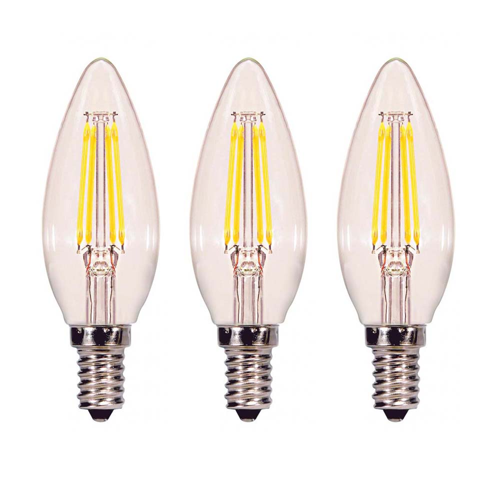 3Pk - Satco 4.5w B11 LED Filament E12 Base 350lm 2700k Dimmable Bulb - 40w Equiv