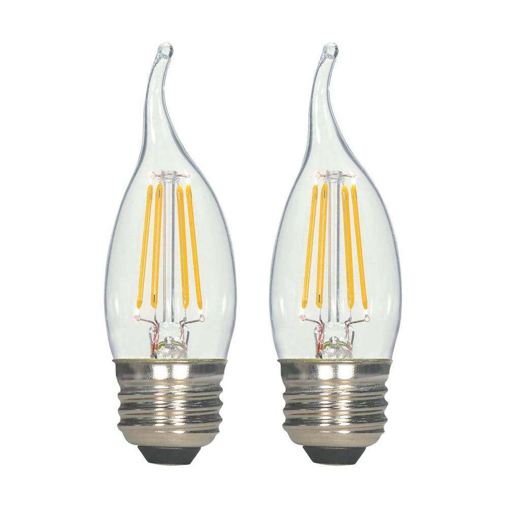 2Pk - Satco 4.5w 120v CA10 LED Filament 2700k Warm White E26 Base Dimmable Bulb