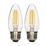 2Pk - Satco 4.5w 120v B11 LED Filament 5000k Natural Light E26 Dimmable Bulb