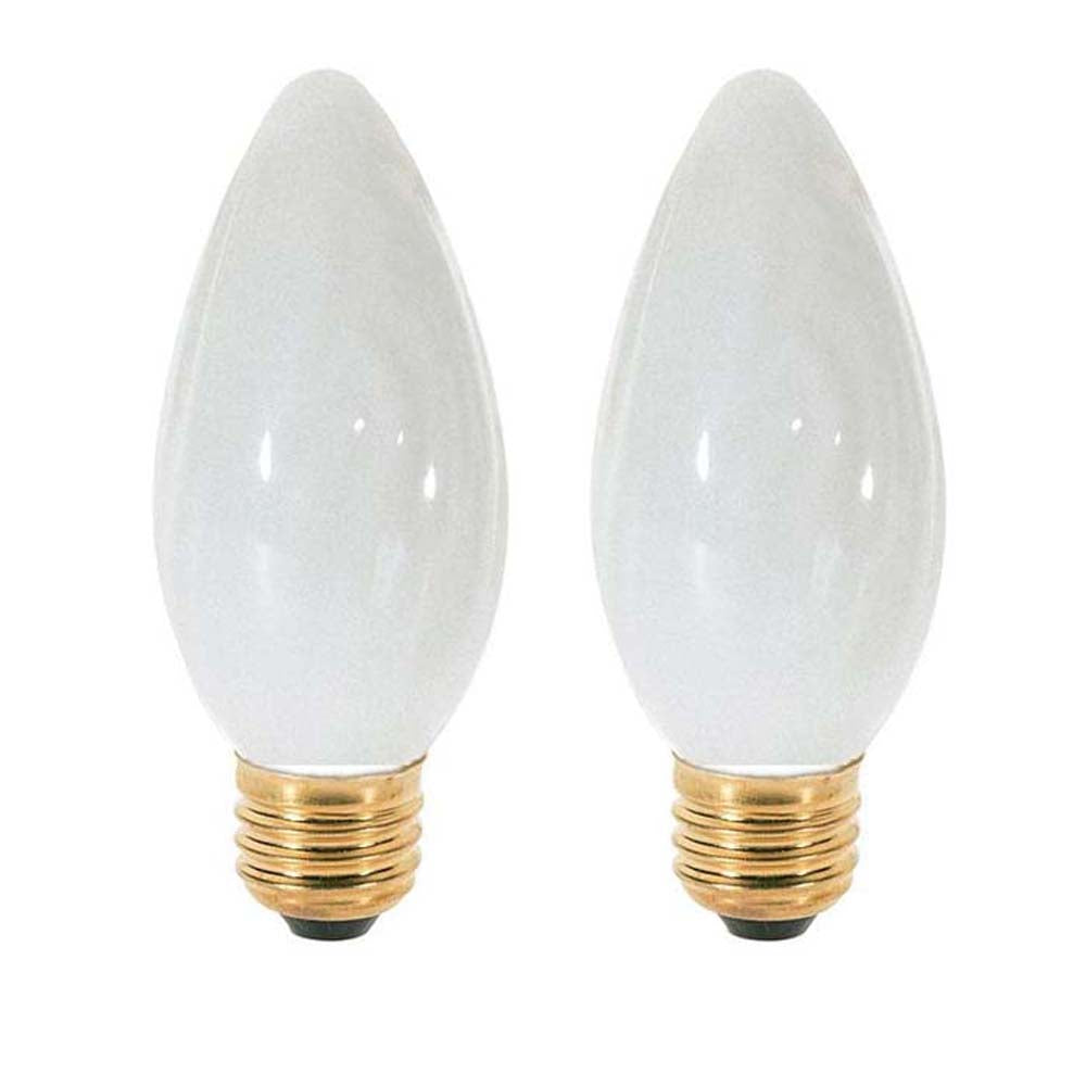 2Pk - Satco S2761 15W 120V F10 White E12 Candelabra Base Incandescent bulb