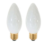 2Pk - Satco 25W 120V F10 White E12 Candelabra Base Incandescent bulb