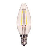 Satco 2.5w C11 Candle LED Filament E12 Candelabra base 2700K 200Lm Dimmable Bulb