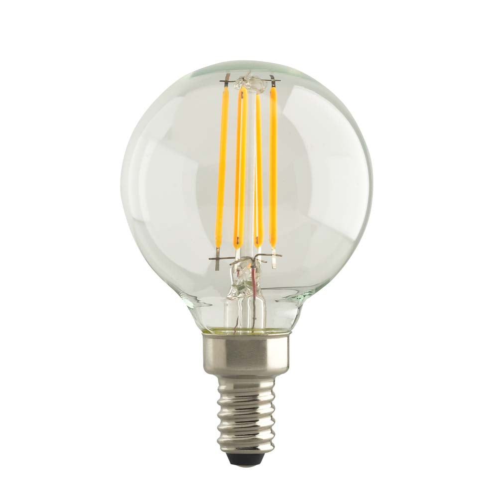 Satco 5.5w 120v Globe G16.5 LED Filament E12 Candelabra Base 500Lm 2700k Bulb