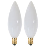 Satco S3789 40W 120V B9.5 White E12 Candelabra Base lamp - 2 bulbs