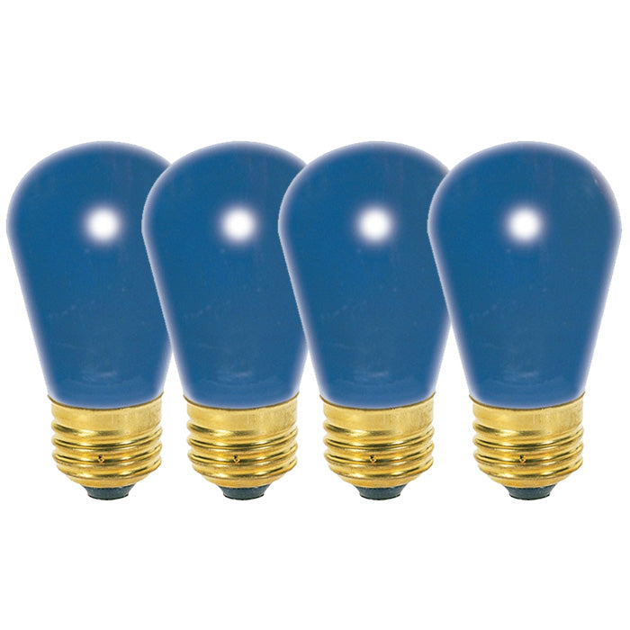 Satco S3963 11W 130V S14 Ceramic Blue E26 Base Incandescent bulb - 4 pack