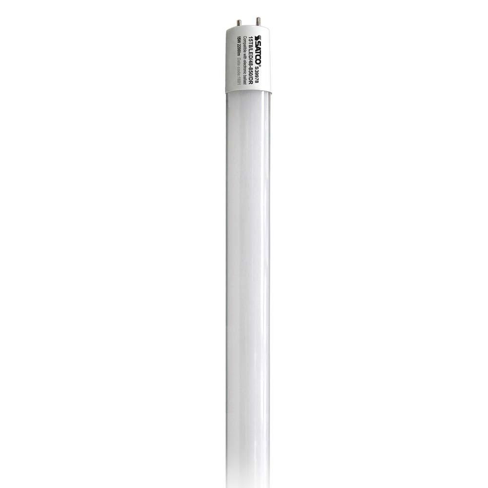 Satco 15w 120v-277v T8 LED Gloss White Medium Bi Pin Base 2200 Lumens 5000k