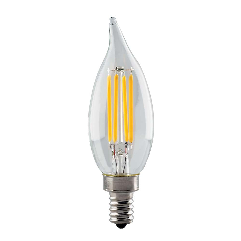 Satco 4.5w CA11 LED Filament Clear Candelabra base 350Lm 2700K Dimmable Bulb