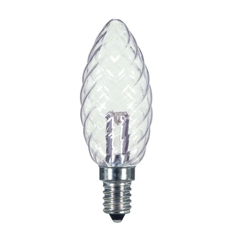 Satco S9155 1W 120V B9.5 Clear Crystal  E12 Candelabra Base LED Bulb