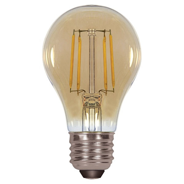 Satco Antique LED Filament 4.5w A19 2000k Dimmable E26 Amber Vintage S9583 bulb