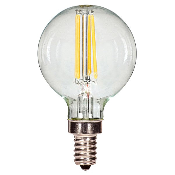 3.5w G16.5 LED 120v Clear E12 Candelabra base 2700K Warm White Dimmable Light Bulb