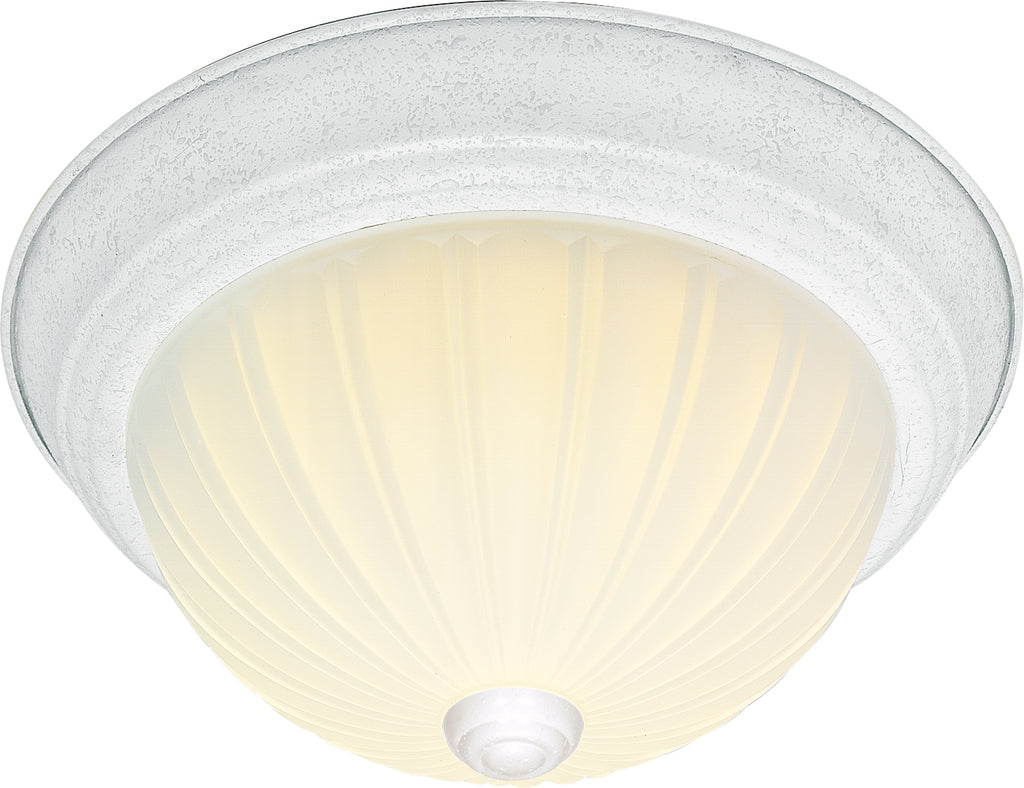 Nuvo 2-Light 11" Flush Mount w/ Frosted Melon Glass in Textured White Finish