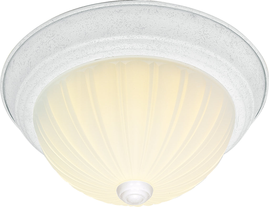 Nuvo 2-Light 13" Flush Mount w/ Frosted Melon Glass in Textured White Finish
