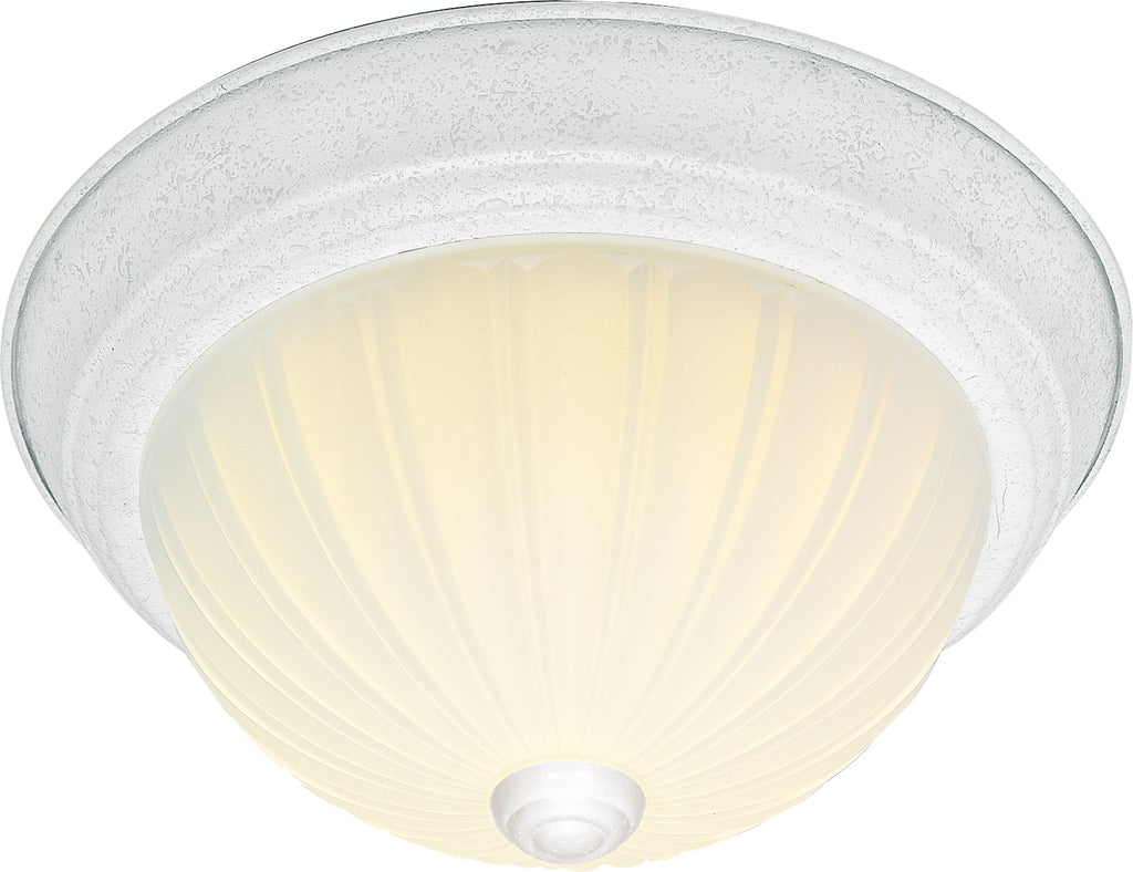 Nuvo 3-Light 15" Flush Mount w/ Frosted Melon Glass in Textured White Finish