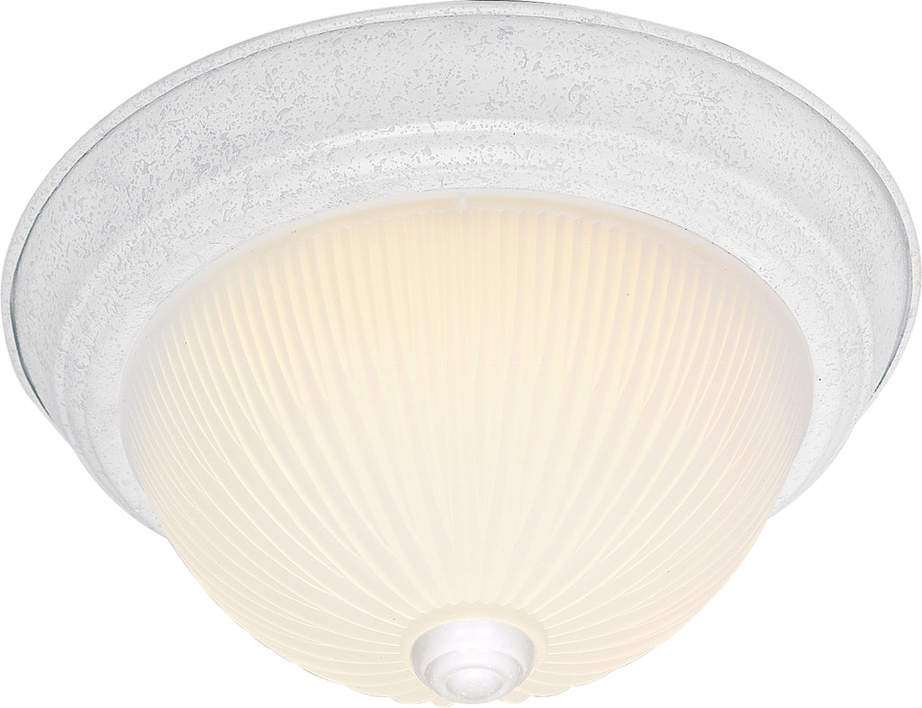 Nuvo 2-Light 11" Flush Mount w/ Frosted Ribbed in Textured White Finish