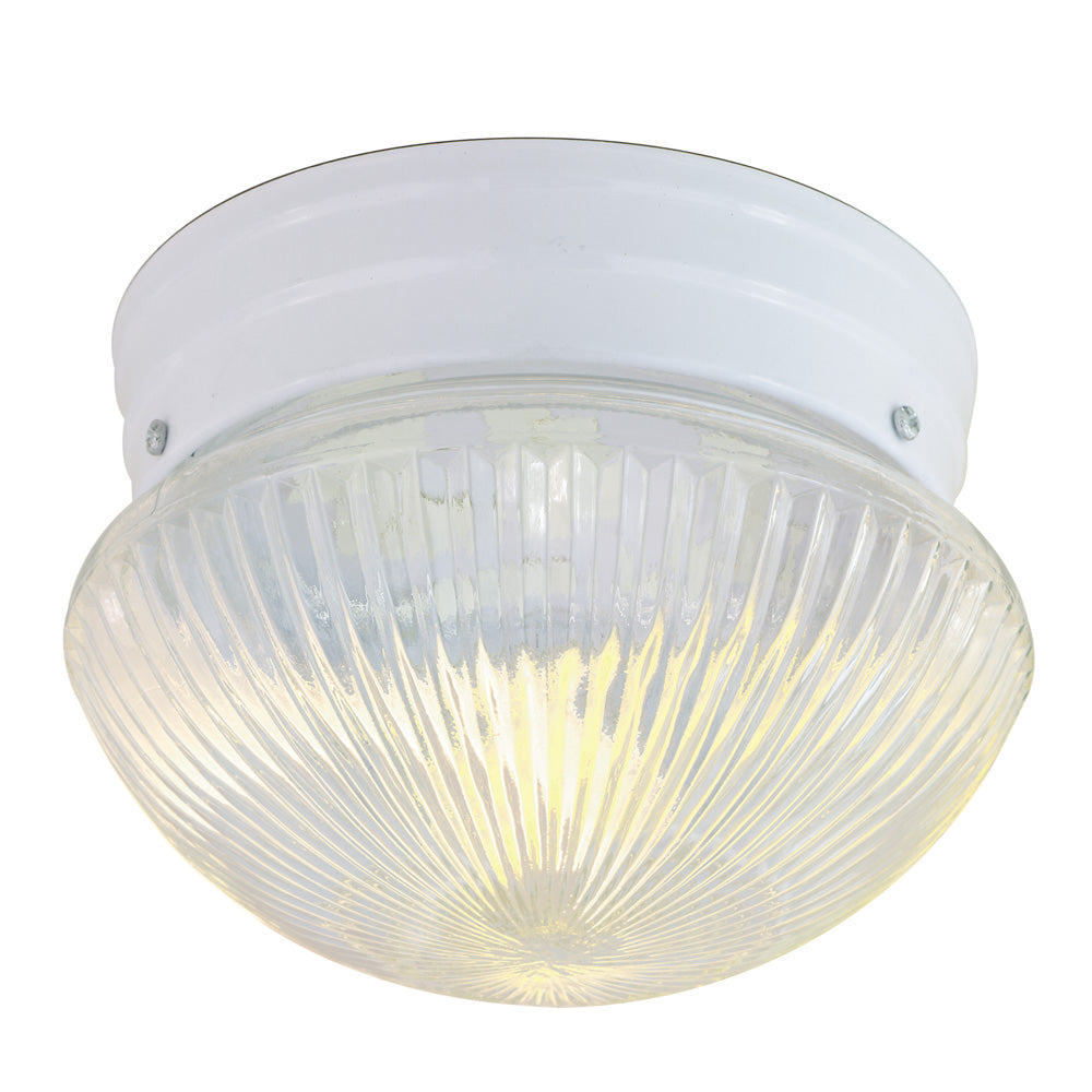 Nuvo 2-Light 10" Flush Mount w/ Clear Ribbed Mushroom in White Finish