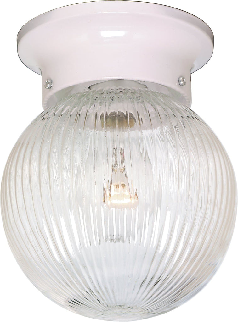 1-Light 6" Flush Mounted Close-to-Ceiling Light Fixture in White Finish