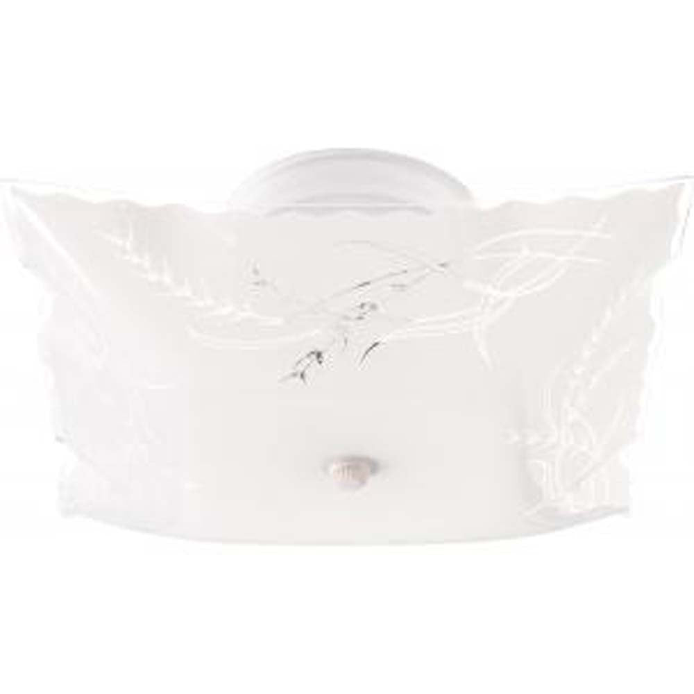 Nuvo 2-Light 12" Ceiling Fixture Square wheat w/ Ruffled Edge in White Finish