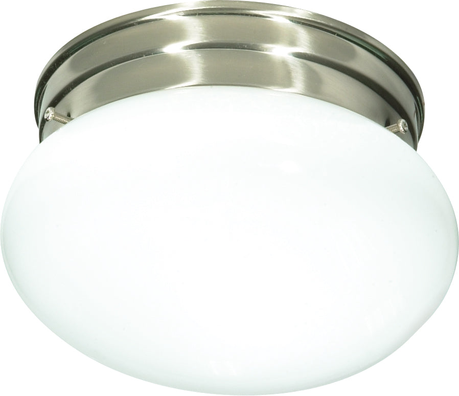 1-Light 8" Flush Mounted Outdoor Light Fixture in Brushed Nickel Finish