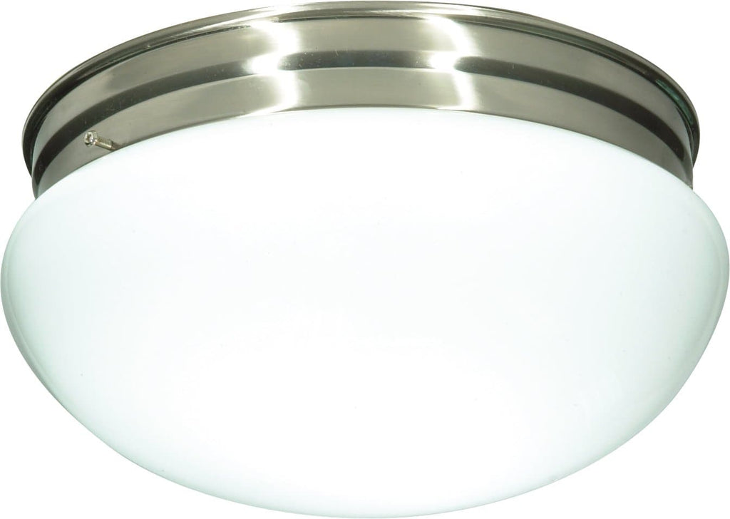 2-Light 12" Flush Mounted Close-to-Ceiling Light Fixture in Brushed Nickel